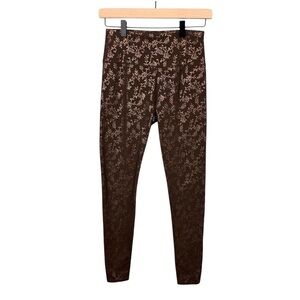 Soft Surroundings Bronze Metallic Foil Floral Leggings